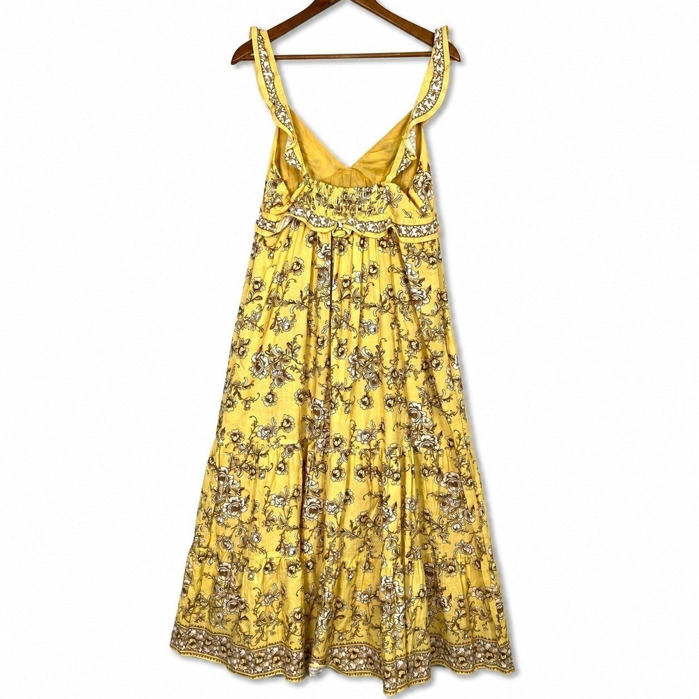 Anthropologie Max Studio $198 XS Maxi Dress Butter Yellow Boho Chic Cottagecore - Picture 4 of 7